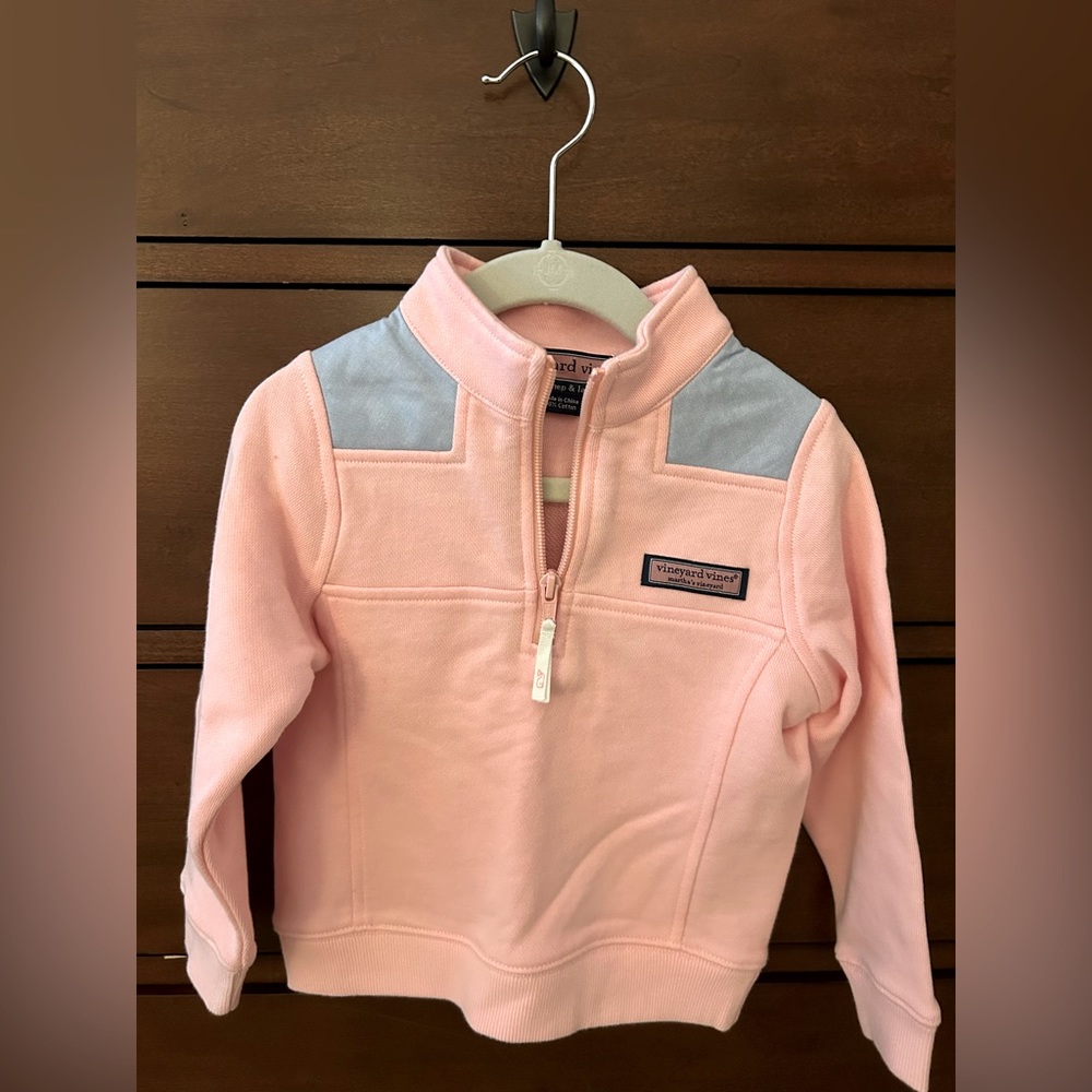 Never Worn! Vineyard Vines 3/4 pink quarter zip up size 3T